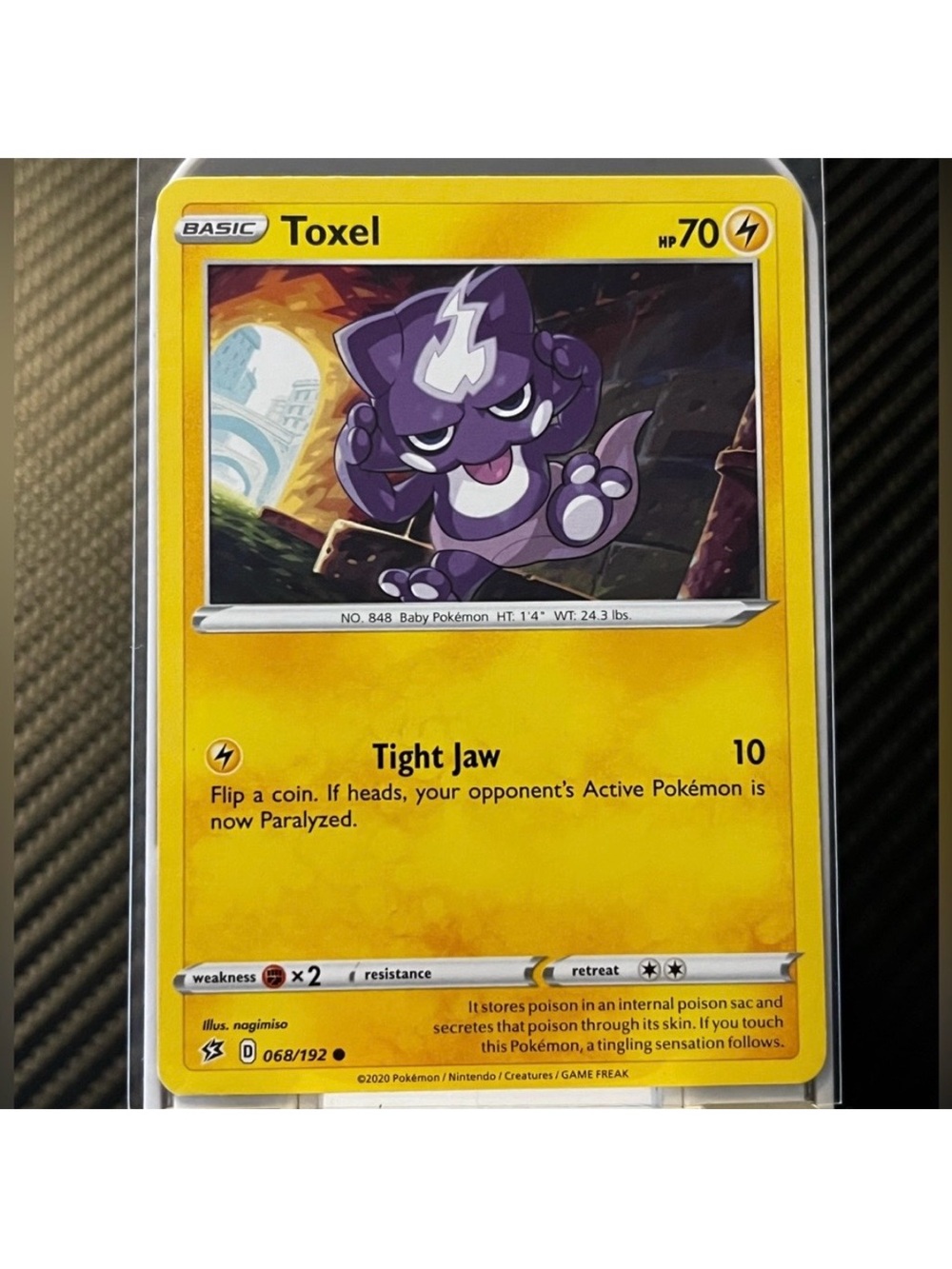 Toxel 068/192 Lightning Pokémon Card - Rebel Clash SWSH:02 TCG 2020 NM/MINT